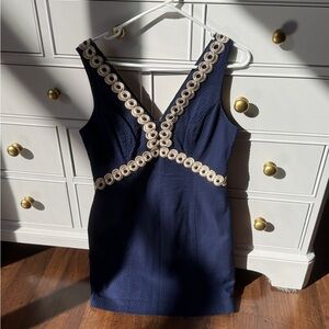Lilly Pulitzer Navy Dress with Cream Details
